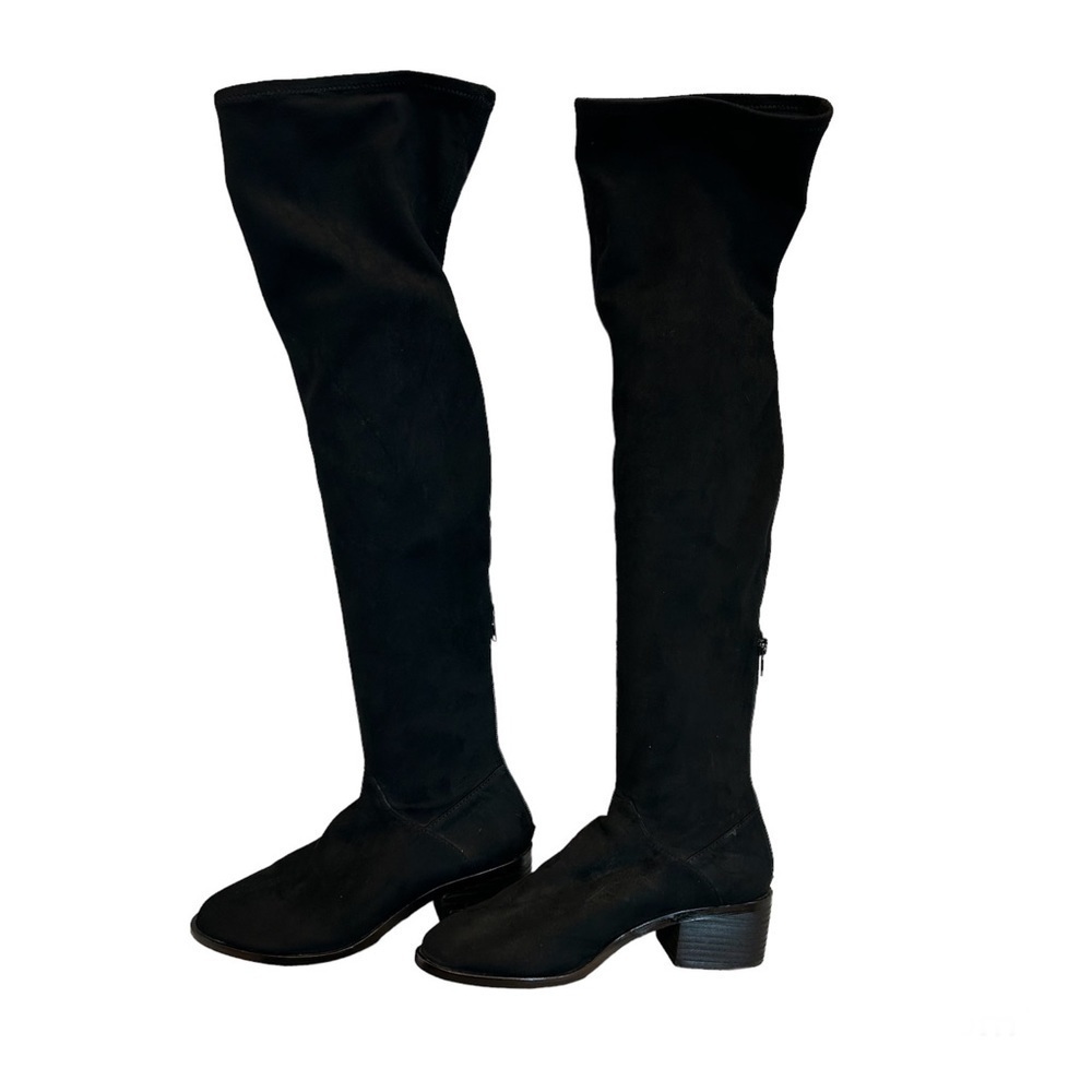 Steve Madden black faux suede knee-high flat Gabbie Boots Sz 6.5